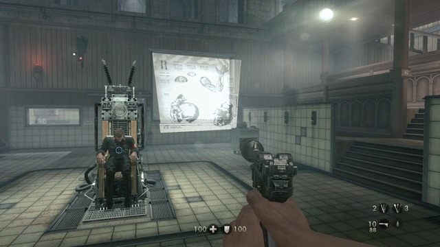 Jak zbierzesz wszystkie potrzebne rzeczy, przejdź na korytarz po drugiej stronie sali i skorzystaj z wejścia - Rozdział 3 - Twierdza Wolfenstein | Opis przejścia Wolfenstein The Old Blood - Wolfenstein: The Old Blood - poradnik do gry
