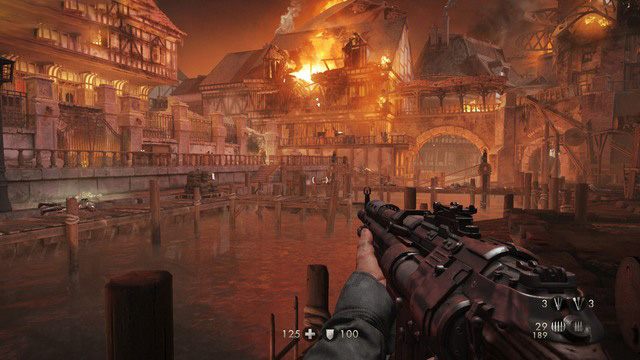 Przejdź wnęką, którą wszedł zombiak, a dotrzesz do miejsca pokazanego na obrazku - Rozdział 6 - Ruiny | Opis przejścia Wolfenstein The Old Blood - Wolfenstein: The Old Blood - poradnik do gry