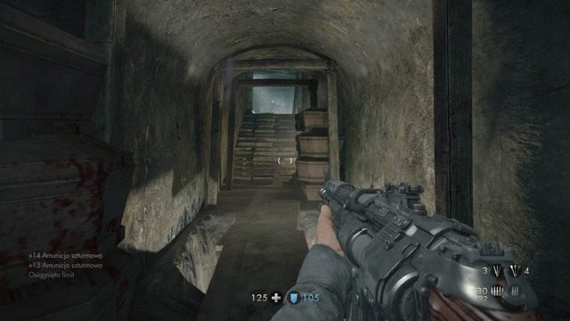 Podczas drogi przez pokazane na obrazku korytarze będziesz atakowany przez nazi zombie - Rozdział 8 - Wykopaliska | Opis przejścia Wolfenstein The Old Blood - Wolfenstein: The Old Blood - poradnik do gry