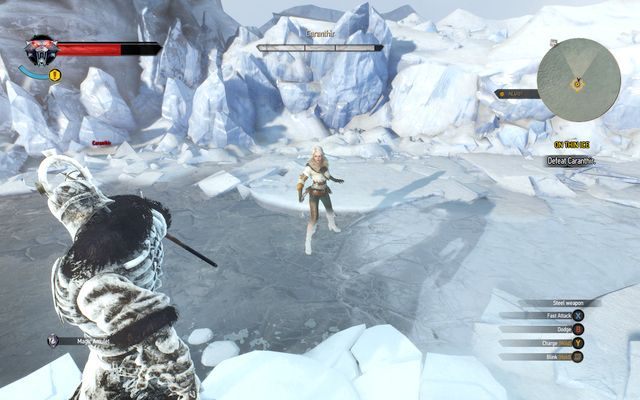 Caranthir - tylko z Ciri walczy na serio, z Geraltem nie używa walki wręcz - Wiedźmin 3 Dziki Gon: Na cienkim lodzie (On Thin Ice) - solucja, opis przejścia - Wiedźmin 3 Dziki Gon - poradnik do gry