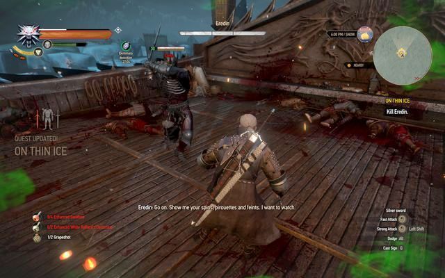 Eredin - pamiętaj o tym, żeby naprawić broń przed starciem - Wiedźmin 3 Dziki Gon: Na cienkim lodzie (On Thin Ice) - solucja, opis przejścia - Wiedźmin 3 Dziki Gon - poradnik do gry