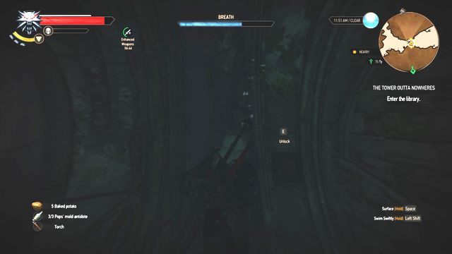 Aby otworzyć drzwi musisz zanurkować i znaleźć zamek. - Wiedźmin 3 Dziki Gon: Poboczne zadania | An Skellig | Wiedźmin 3 Dziki Gon - Wiedźmin 3 Dziki Gon - poradnik do gry