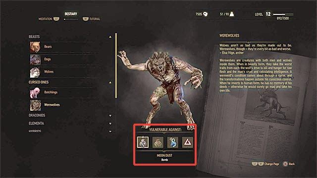 Przykładowa karta potwora - gra informuje o wszystkich jego słabościach - Wiedźmin 3 Dziki Gon: Trudniejsze pojedynki - przygotowania - Wiedźmin 3 Dziki Gon - poradnik do gry