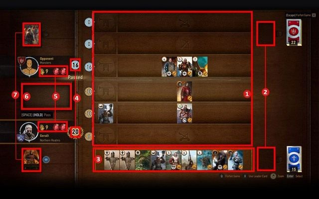 Gra odbywa się na oddzielnej planszy - stole - Wiedźmin 3 Dziki Gon: Gwint - podstawy rozgrywki - Wiedźmin 3 Dziki Gon - poradnik do gry