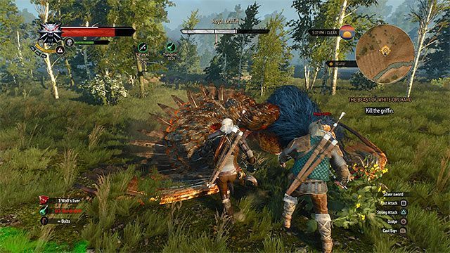 Zmuszaj gryfa atakami dystansowymi do wylądowania i decyduj się wtedy na walkę w zwarciu - Wiedźmin 3 Dziki Gon: Bestia z Białego Sadu - solucja (Biały Sad) - Wiedźmin 3 Dziki Gon - poradnik do gry