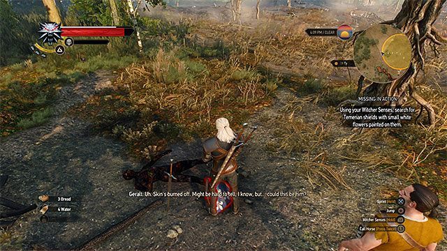 Badaj zwłoki, przy których są niebieskie tarcze z białymi kwiatami - Wiedźmin 3 Dziki Gon: Biały Sad, Poboczne zadania - lista, solucja - Wiedźmin 3 Dziki Gon - poradnik do gry
