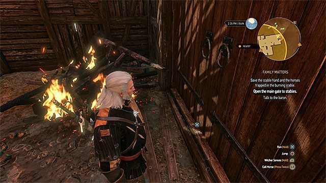 Miejsce odnalezienia stajennego i główne wyjście ze stodoły - Wiedźmin 3 Dziki Gon: Sprawy rodzinne (Family Matters) - solucja, opis przejścia - Wiedźmin 3 Dziki Gon - poradnik do gry
