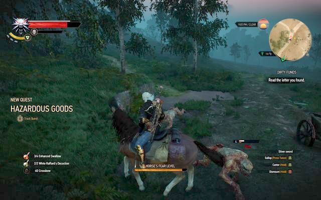 Po przepędzeniu ghuli pomóż biedakowi wyjść spod wozu - Wiedźmin 3 Dziki Gon: Krzywuchowe Moczary, Poboczne zadania - solucja - Wiedźmin 3 Dziki Gon - poradnik do gry