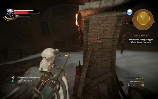 Przycisk to jedna z cegieł na filarze - Wiedźmin 3 Dziki Gon: Stosy Novigradu (Pyres of Novigrad) - solucja - Wiedźmin 3 Dziki Gon - poradnik do gry