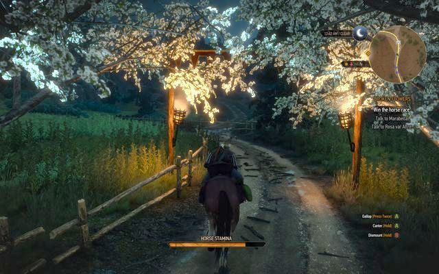 Możesz wziąć udział w wyścigu za miastem podczas zadania - Wiedźmin 3 Dziki Gon: Spis cudzołożnic (Broken Flowers) - solucja - Wiedźmin 3 Dziki Gon - poradnik do gry