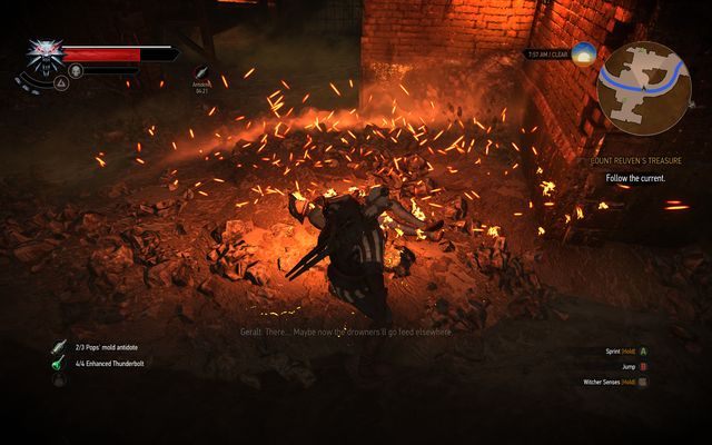 Podpal ciała, aby zaoszczędzić sobie walki z utopcami - Wiedźmin 3 Dziki Gon: Skarb Hrabiego Reuvena (Count Reuven Treasure) - solucja - Wiedźmin 3 Dziki Gon - poradnik do gry