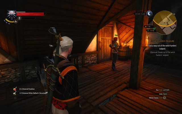 Wyjdź drzwiami na zewnątrz, by uniknąć walki ze strażą - Wiedźmin 3 Dziki Gon: Skarb Hrabiego Reuvena (Count Reuven Treasure) - solucja - Wiedźmin 3 Dziki Gon - poradnik do gry
