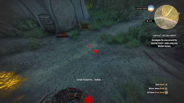 Ślady w obozie górników - Wiedźmin 3 Dziki Gon: Kontrakt, Zaginieni górnicy - solucja - Wiedźmin 3 Dziki Gon - poradnik do gry