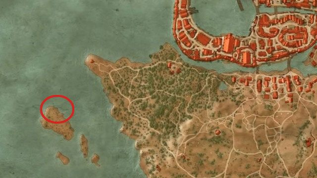 Na zachód od Zamurza Novigradu (Farcorners) znajduje się mała wysepka, gdzie dostaniesz się najłatwiej od Latarni morskiej (Lightouse) - Wiedźmin 3 Dziki Gon: Rynsztunek szkoły kota - Podstawowy - Wiedźmin 3 Dziki Gon - poradnik do gry