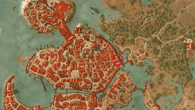 Przejdź na wschodnią część miasta Novigrad, gdzie znajduje się brama Oxenfurcka (Oxenfurt Gate) - Wiedźmin 3 Dziki Gon: Rynsztunek szkoły kota - Ulepszony - Wiedźmin 3 Dziki Gon - poradnik do gry