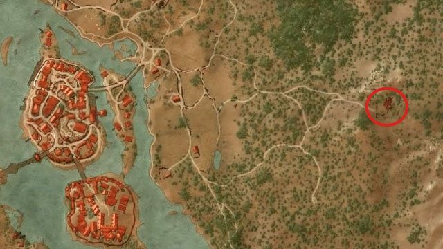 We wschodniej części mapy za Oxenfurtem znajdują się ruiny Zniszczonej Rezydencji Aeramasa (Aeramas Abandoned Manor), do których prowadzi ścieżka - Wiedźmin 3 Dziki Gon: Rynsztunek szkoły kota - Ulepszony - Wiedźmin 3 Dziki Gon - poradnik do gry