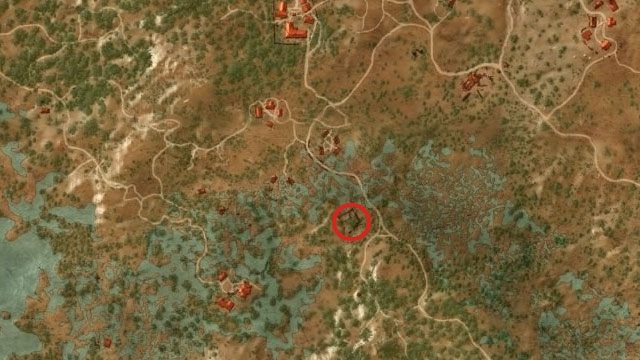 Udaj się na Krzywuchowe Moczary (Crookback Bog) i kolejno do Ruin wieży rycerskiej (Ruined Tower) - Wiedźmin 3 Dziki Gon: Rynsztunek szkoły niedźwiedzia - Wyśmienity - Wiedźmin 3 Dziki Gon - poradnik do gry