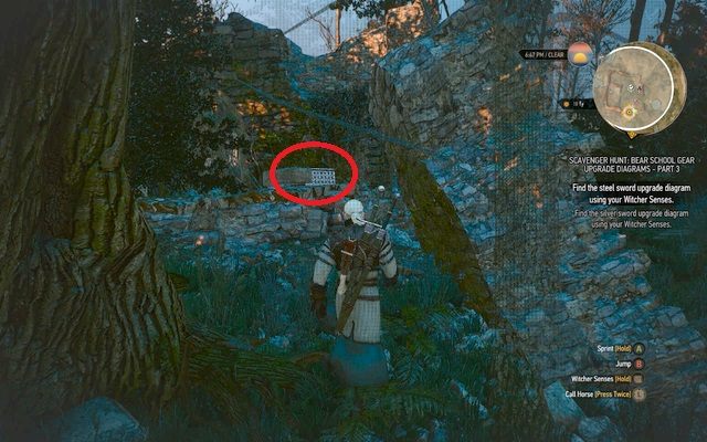 Skrzynia w północno-wschodnim rogu ruin - Wiedźmin 3 Dziki Gon: Rynsztunek szkoły niedźwiedzia - Wyśmienity - Wiedźmin 3 Dziki Gon - poradnik do gry