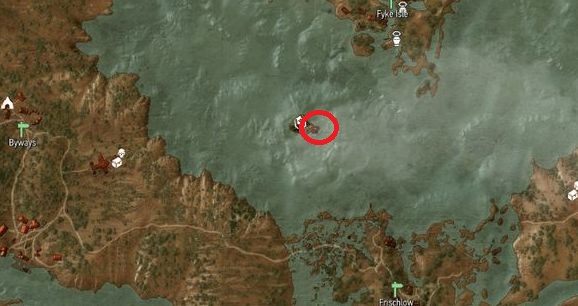 Schemat na zbroję odnajdziesz przy małej wyspie położonej na południowy zachód od Kłomnicy (Fyke Isle) na dużym jeziorze - Wiedźmin 3 Dziki Gon: Rynsztunek Szkoły Wilka - Ulepszony (DLC) - Wiedźmin 3 Dziki Gon - poradnik do gry