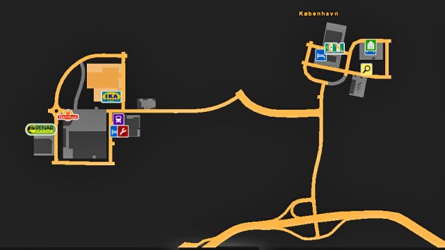 Mapa Kopenhagi. - Dania | Miasta w Euro Truck Simulator 2 Skandynawia - Euro Truck Simulator 2: Skandynawia - poradnik do gry