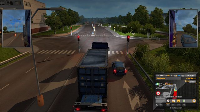 Do centrum miasta od autostrady prowadzą dwie dwupasmowe drogi, pojawiają się sygnalizacje świetlne itd - Szwecja (2) | Miasta w Euro Truck Simulator 2 Skandynawia - Euro Truck Simulator 2: Skandynawia - poradnik do gry