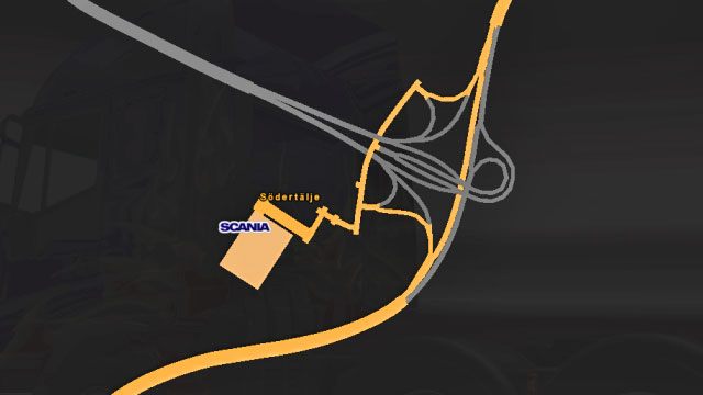 Mapa układu drogowe przy siedzibie firmy Scania. - Szwecja (2) | Miasta w Euro Truck Simulator 2 Skandynawia - Euro Truck Simulator 2: Skandynawia - poradnik do gry