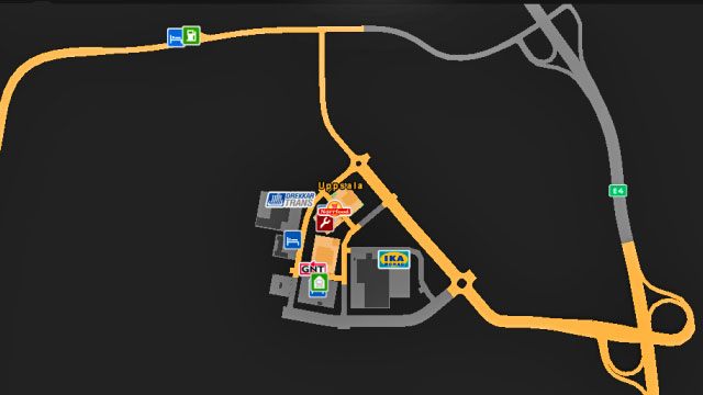 Mapa Uppsala. - Szwecja (2) | Miasta w Euro Truck Simulator 2 Skandynawia - Euro Truck Simulator 2: Skandynawia - poradnik do gry