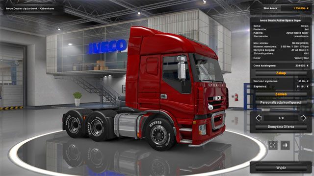 Wybór auta jest zależny przede wszystkim od posiadanych pieniędzy. - Dealerzy ciężarówek (wszyscy) | Elementy gry Euro Truck Simulator 2 Skandynawia - Euro Truck Simulator 2: Skandynawia - poradnik do gry