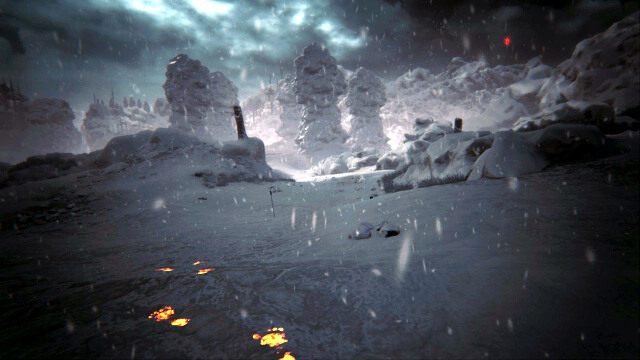 Po filmiku zauważysz płonące ślady idące w stronę czterech obelisków - Kamienny krąg | Akt II - opis przejścia | Kholat - Kholat - poradnik do gry