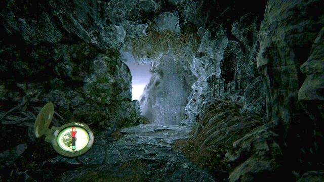 Zaraz po wejściu do jaskini spójrz w prawo, gdzie zauważysz miejsce z obrazka - Jaskinia | Akt II - opis przejścia | Kholat - Kholat - poradnik do gry