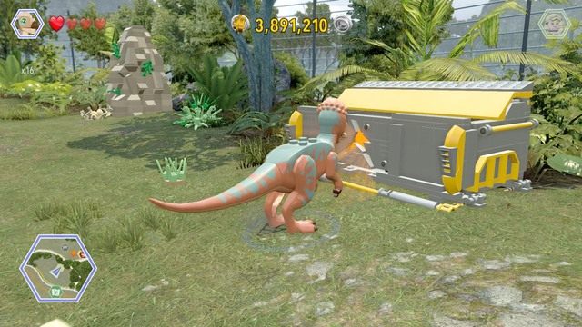 Podejdź jako Pachycefalozaur do widocznego pęknięcia w obiekcie lego i zniszcz go - Terytorium Dilofozaura | Jurassic Park - sekrety - LEGO Jurassic World - poradnik gry