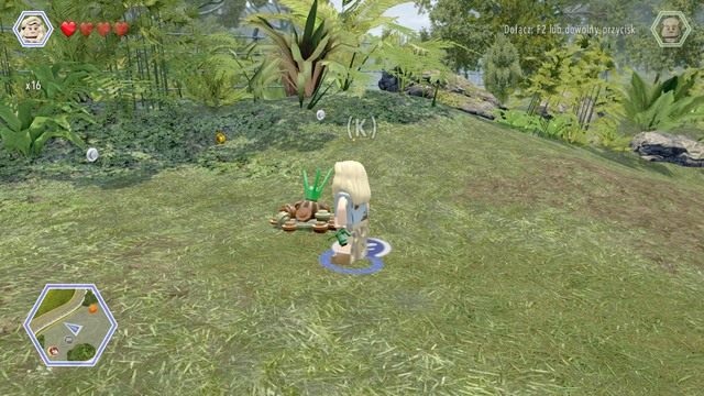 Czwarty klocek otrzymasz w momencie, w którym podlejesz trzy kupki ziemi pokazane na obrazku - Terytorium Gallimima | Jurassic Park - sekrety - LEGO Jurassic World - poradnik gry