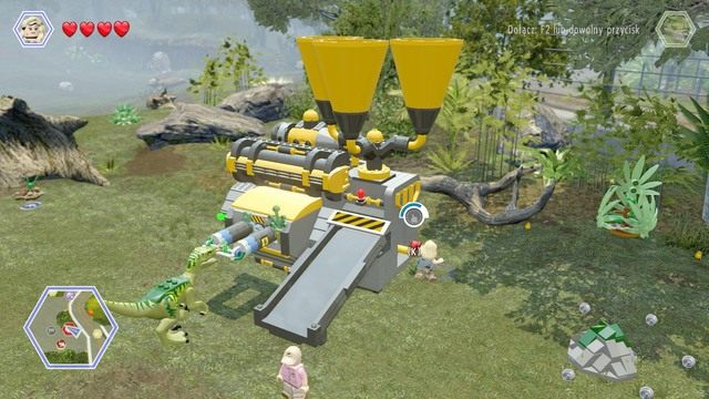 Na początku zakręć korbką po prawej stronie by uzyskać dostęp do drugiej dźwigni - Terytorium Gallimima | Jurassic Park - sekrety - LEGO Jurassic World - poradnik gry