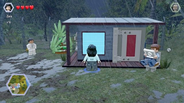 Podejdź jako Zara do widocznego okna i roztrzaskaj je krzykiem - Trasa wschodniego doku | Jurassic Park - sekrety - LEGO Jurassic World - poradnik gry