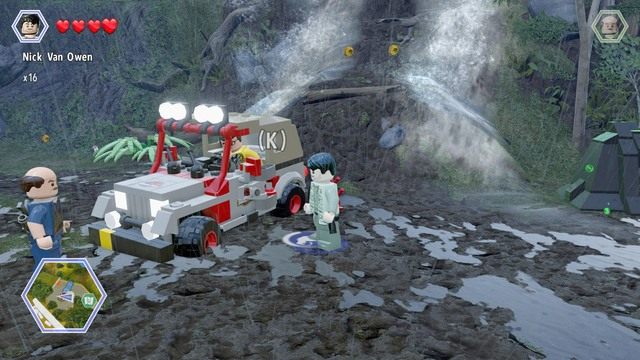 Podejdź do samochodu jako Owen i użyj klucza francuskiego na drzwiach wozu - Trasa wschodniego doku | Jurassic Park - sekrety - LEGO Jurassic World - poradnik gry