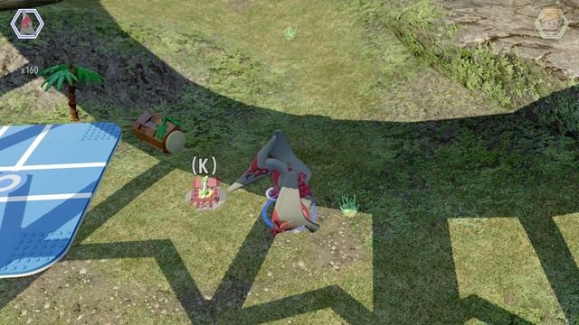 Będąc obok wraku helikoptera odwróć się a znajdziesz kolejną platformę - Ptaszarnia na Isla Nublar | Jurassic World - sekrety - LEGO Jurassic World - poradnik gry