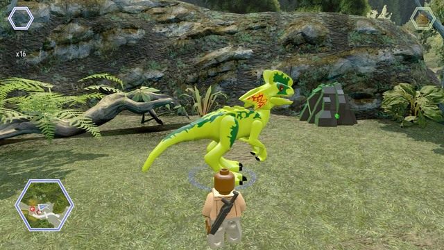 Skorzystaj z Dilofozaura i zniszcz czarny obiekt z klocków widoczny na obrazku - Równiny safari | Jurassic World - sekrety - LEGO Jurassic World - poradnik gry
