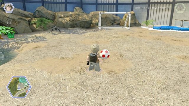 Żeby otrzymać kolejny złoty klocek musisz strzelić trzy gole - Wschodni bulwar | Jurassic World - sekrety - LEGO Jurassic World - poradnik gry