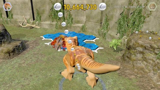 Kontrolując tyranozaura podejdź do platformy i zniszcz blokujący dostęp obiekt z klocków - Zachodni bulwar | Jurassic World - sekrety - LEGO Jurassic World - poradnik gry