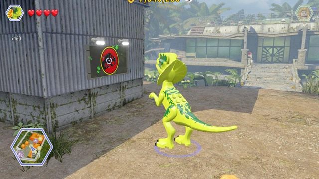 Drugi złoty klocek otrzymasz poprzez zniszczenie czarnego znaku z logiem Jurassic Parku - Centrum komunikacyjne | Jurassic Park The Lost World - sekrety - LEGO Jurassic World - poradnik gry