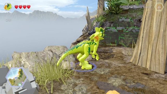 Przejdź za drzewo jako Dilofozaur i zniszcz blokujące dostęp, czarne głazy - Mobilne laboratorium | Jurassic Park The Lost World - sekrety - LEGO Jurassic World - poradnik gry