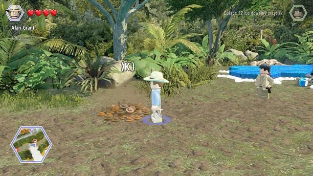 Podejdź jako Grant do kupki ziemi i wykop z niej klocek - Wysoka trawa | Jurassic Park The Lost World - sekrety - LEGO Jurassic World - poradnik gry