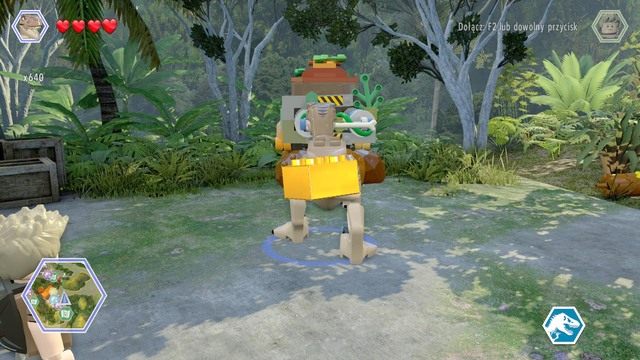Podejdź raptorem do widocznej na obrazku dźwigni i pociągnij za nią by otrzymać złoty klocek - Ośrodek InGenu | Jurassic Park III - sekrety - LEGO Jurassic World - poradnik gry