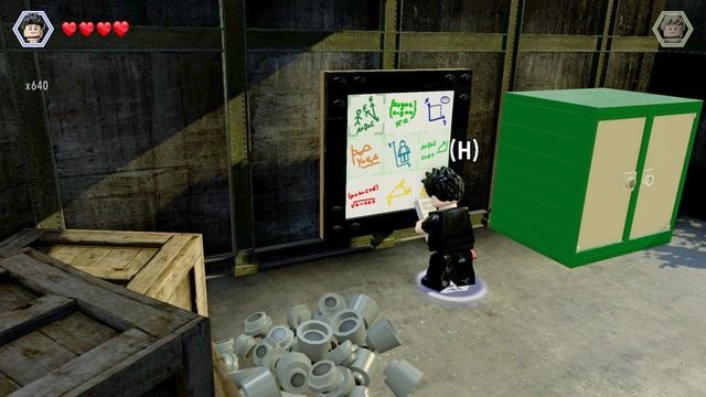 Wejdź do budynku i jako Malcolm podejdź do widocznej na ścianie zagadki - Ośrodek InGenu | Jurassic Park III - sekrety - LEGO Jurassic World - poradnik gry