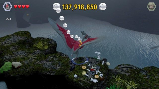 Używając Pteranodona, niszcz wszystkie obiekty z kościotrupami - Ptaszarnia na Isla Sorna | Jurassic Park III - sekrety - LEGO Jurassic World - poradnik gry