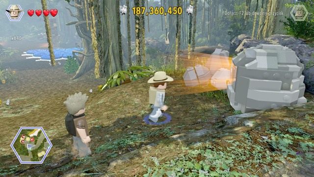 Używając Pachycefalozaura, niszcz pokazane na obrazku głazy - Terytorium Ankylozaura | Jurassic Park III - sekrety - LEGO Jurassic World - poradnik gry