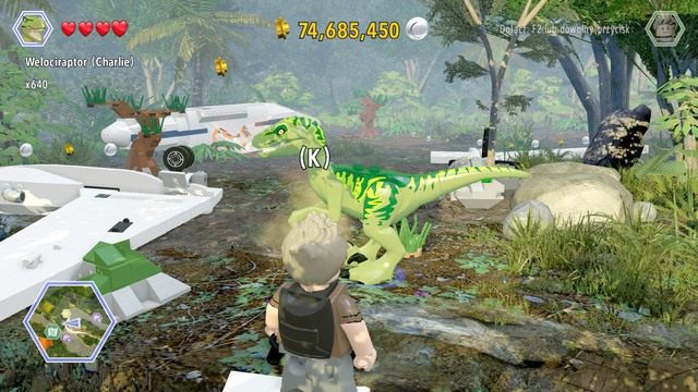 Podejdź do zapachu jaki raptor i użyj węchu by wytropić przedmiot - Wrak | Jurassic Park III - sekrety - LEGO Jurassic World - poradnik gry