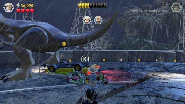 Po spuszczeniu wody, z pozostałych klocków zbuduj kolejny obiekt - Utrata mocy | Jurasic Park - opis przejścia - LEGO Jurassic World - poradnik gry