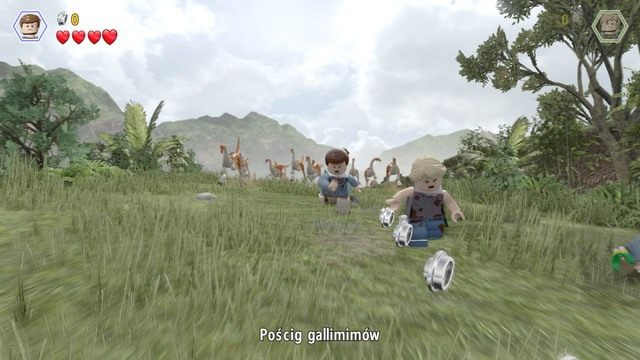 Podczas ucieczki przed dinozaurami kontroluj postać Murphy i trzymaj się środkowej części drogi - Przywracanie zasilania | Jurasic Park - opis przejścia - LEGO Jurassic World - poradnik gry