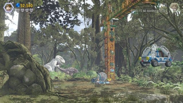 Kontrolując Mitchella, podejdź do białych klocków po lewej stronie i zbuduj z nich łapę do dźwigu - Dolina żyrosfer | Jurassic World - opis przejścia - LEGO Jurassic World - poradnik gry